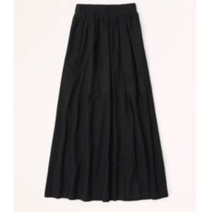 Abercrombie & Fitch Linen-Blend High-Slit Maxi Skirt - Small Petite - Black